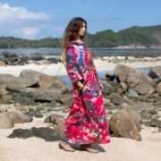 Electric Pink Tie-Dye Duster: Plus Size Boho Festival Hoodie - Euphoria - Image 2