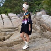 Plus Size Tie-Dye Tunic: Hand-Dyed Cotton Boho Babydoll Top - Bellina - Image 2