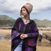 Plus Size Boho Kimono Duster: Veda Patchwork Stonewashed Cotton Hooded Coat - Image 4