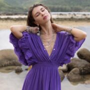 Radiant Amethyst Boho Bridal Gown | Plus Size Wedding Dress – Beata by ZinniaPearl - Image 4