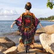 Plus Size Tie-Dye Kaftan: Hand-Dyed Boho Cotton Maxi Dress - Mystic - Image 3