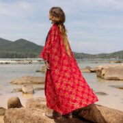 Ruby Velvet Kimono Robe: Plus Size Beaded Embroidered Cotton Coat - Harper Jade - Image 2