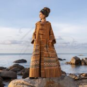 Handwoven Boho Kimono Robe: Desert Sandstone Hooded Cotton Duster - Imperial