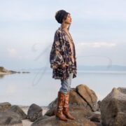 Plus Size Velvet Kimono Jacket: Dusky Flora Boho Fashion - Mei - Image 2