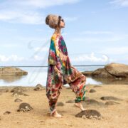 Plus Size Tie-Dye Jumpsuit: Green Peace Symbol, Boho Festival Romper - Sadie - Image 2