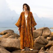Luxurious Velvet Kimono Duster - Terra Bloom Plus Size Boho Coat with Pockets, Perfect for Fall & Holiday Parties - Harper Jade by ZP