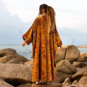 Luxurious Velvet Kimono Duster - Terra Bloom Plus Size Boho Coat with Pockets, Perfect for Fall & Holiday Parties - Harper Jade by ZP - Image 3
