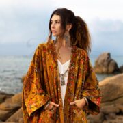 Luxurious Velvet Kimono Duster - Terra Bloom Plus Size Boho Coat with Pockets, Perfect for Fall & Holiday Parties - Harper Jade by ZP - Image 4