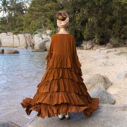 Hand-Dyed Ruffled Kimono Robe: Raw Cotton Boho Duster - Bali - Image 3