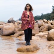 Embroidered Velvet Kimono Jacket: Plus Size Boho Chic - Mei
