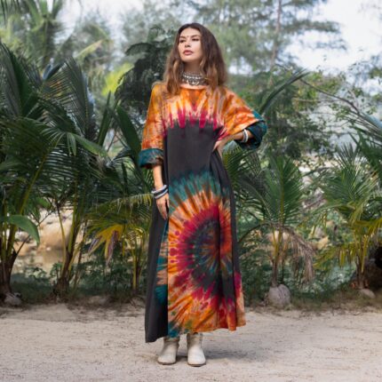 Plus Size Tie Dye Maxi Dress: Hand-Dyed Cotton Boho Caftan - Euphoria