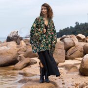 Plus Size Velvet Kimono Jacket: Embroidered Boho Chic, Flora Jade Mei
