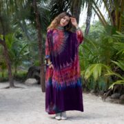 Plus Size Tie-Dye Maxi Dress: Handmade Cotton Boho Beachwear - Euphoria