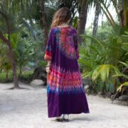 Plus Size Tie-Dye Maxi Dress: Handmade Cotton Boho Beachwear - Euphoria - Image 3