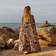 Plus Size Velvet Kimono Duster: Elysian Petals Boho Coat with Pockets - Harper Jade - Image 3