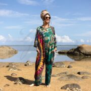 Plus Size Tie-Dye Jumpsuit: Jungle Twilight Boho Romper - Sadie