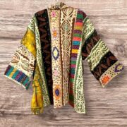 Hand-Embroidered Kimono Jacket: Reversible Boho Patchwork Sequin Cotton Wrap - Cordelia - Image 2