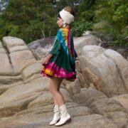 Psychedelic Tie-Dye Tunic: Plus Size Boho Babydoll Top - Bellina - Image 2