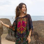 Handmade Tie-Dye Tunic Dress: Boho Fringe Poncho - Size Inclusive - Arlo - Image 4