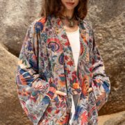 Velvet Kimono Jacket: Plus Size Boho Chic Cotton Winter Coat - Mei - Image 4