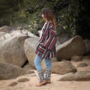 Plus Size Handwoven Kimono Jacket: Boho Rustic Cotton Coat - Nomari - Image 2