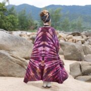 Hand-Dyed Tie-Dye Kimono Robe: Sunlit Berry Boho Cotton Duster - Aurora - Image 3