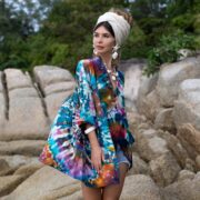 Plus Size Tie-Dye Tunic: Hand-Dyed Boho Babydoll Top - Bellina - Image 4