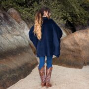Indigo Velvet Kimono Jacket: Boho Chic Cotton Lined Coat - Mei - Image 3