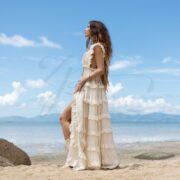 Boho Wedding Dress: Ruffled Raw Cotton Gown, Plus Size - Norine - Image 2