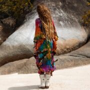 Plus Size Tie-Dye Kaftan Dress: Hand-Dyed Black Heart Festival Beachwear - Mystic - Image 3