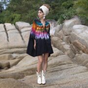 Plus Size Tie-Dye Tunic: Hand-Dyed Cotton Boho Babydoll Top - Bellina