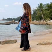 Royal Peony Velvet Kimono Jacket: Plus Size Boho Winter Coat - Mei - Image 2