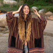 Patchwork Gheri Weave Kimono Duster: Boho Festival Cotton Coat - Ottoman - Image 8