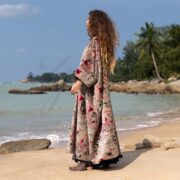 Velvet Kimono Robe: Plus Size Boho Duster Coat, Meadowfire Floral - Harper Jade - Image 2