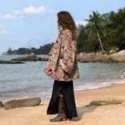 Meadowfire Velvet Kimono Jacket: Boho Botanical Robe - Mei - Image 2