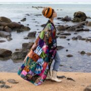 Boho Plus Size Patchwork Kimono Duster: Raw Cotton Mosaic Tie-Dye - Veda - Image 2