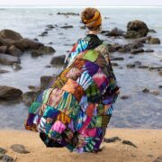 Boho Plus Size Patchwork Kimono Duster: Raw Cotton Mosaic Tie-Dye - Veda - Image 7