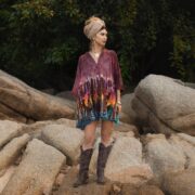 Plus Size Tie-Dye Tunic: Hand-Dyed Boho Babydoll Top - Bellina