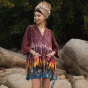 Plus Size Tie-Dye Tunic: Hand-Dyed Boho Babydoll Top - Bellina - Image 4