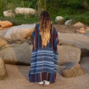 Plus Size Handwoven Cotton Kimono Robe: Mystic Wave Boho Duster - Imperial - Image 3