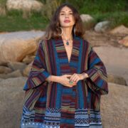 Plus Size Handwoven Cotton Kimono Robe: Mystic Wave Boho Duster - Imperial - Image 4
