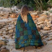 Emerald Sky Patchwork Kimono Robe: Boho Cotton Duster Coat - Imperial - Image 3