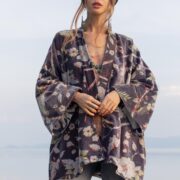 Plus Size Velvet Kimono Jacket: Dusky Flora Boho Fashion - Mei - Image 4