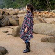 Handwoven Boho Cotton Poncho: Plus Size Heritage Coat - Bosco - Image 2