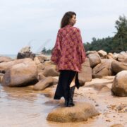 Embroidered Velvet Kimono Jacket: Plus Size Boho Chic - Mei - Image 3