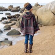 Handwoven Gheri Cotton Kimono Jacket: Boho Patchwork Hoodie, Plus Size - Sahara - Image 3