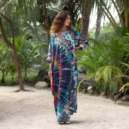Plus Size Tie Dye Maxi Dress: Boho Cotton Caftan - Euphoria