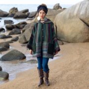 Handwoven Gheri Cotton Kimono Jacket: Jade Green Patchwork Boho Coat - Sahara