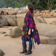 Embroidered Floral Poncho: Boho Chic Heritage Style Cape - Bosco - Image 2