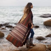 Plus Size Handwoven Cotton Kimono Robe: Rustic Boho Duster Coat - Imperial - Image 2